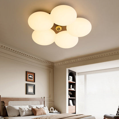 Traditional Vintage PE Iron Floral Round LED Flush Mount Ceiling Light For Bedroom