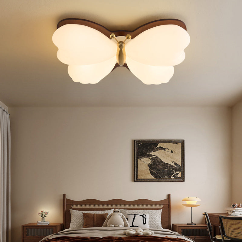 Traditional Chinese PE Iron Butterfly LED Flush Mount Ceiling Light For Bedroom