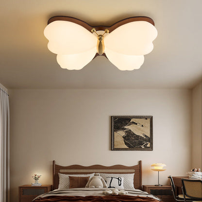 Traditional Chinese PE Iron Butterfly LED Flush Mount Ceiling Light For Bedroom