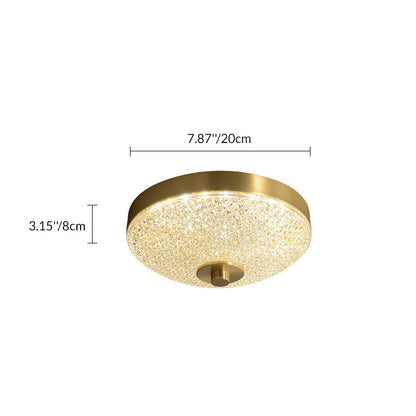 Modern Luxury Acrylic Brass Round Cylinder LED Flush Mount Ceiling Light For Bedroom