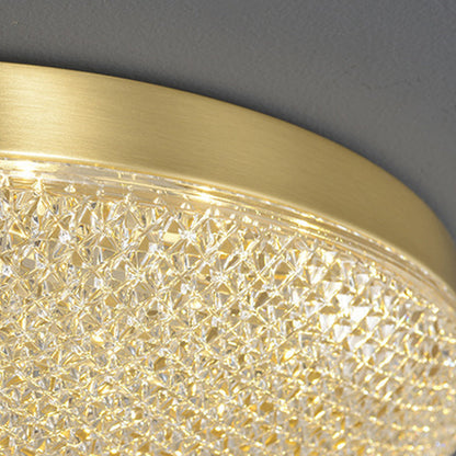 Modern Luxury Acrylic Brass Round Cylinder LED Flush Mount Ceiling Light For Bedroom