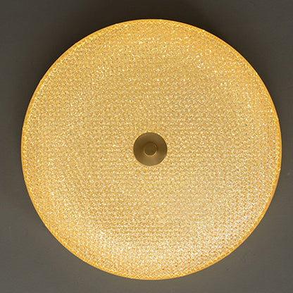 Modern Luxury Acrylic Brass Round Cylinder LED Flush Mount Ceiling Light For Bedroom