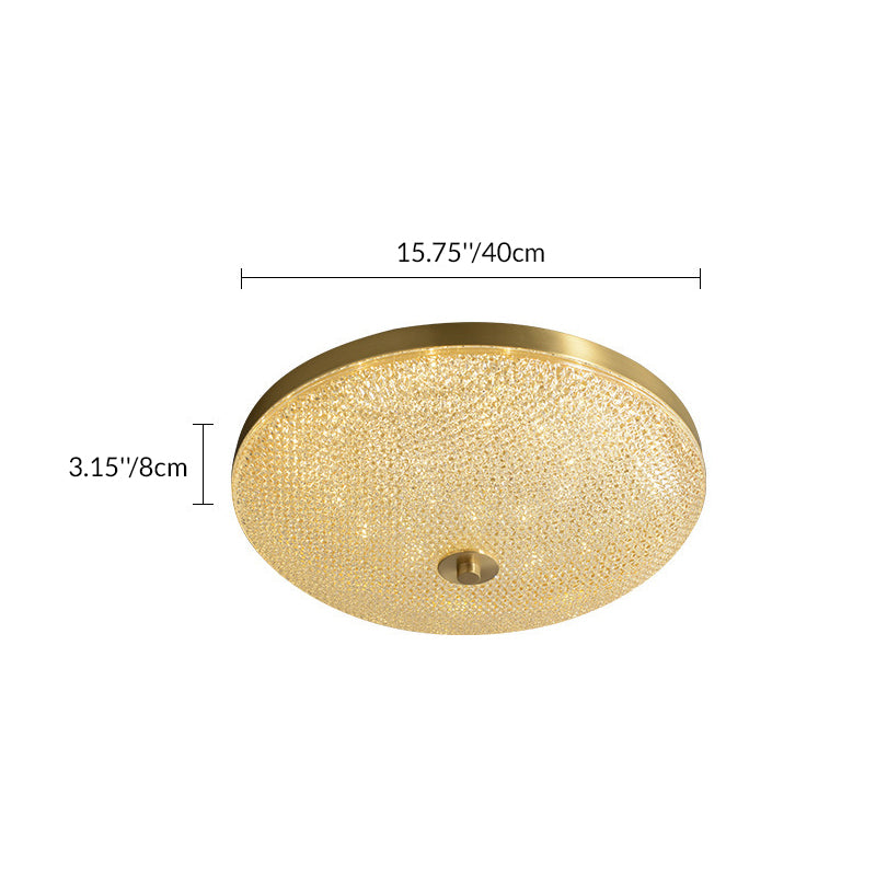 Modern Luxury Acrylic Brass Round Cylinder LED Flush Mount Ceiling Light For Bedroom