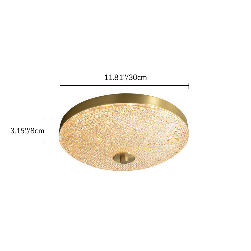 Modern Luxury Acrylic Brass Round Cylinder LED Flush Mount Ceiling Light For Bedroom