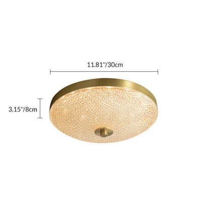Modern Luxury Acrylic Brass Round Cylinder LED Flush Mount Ceiling Light For Bedroom