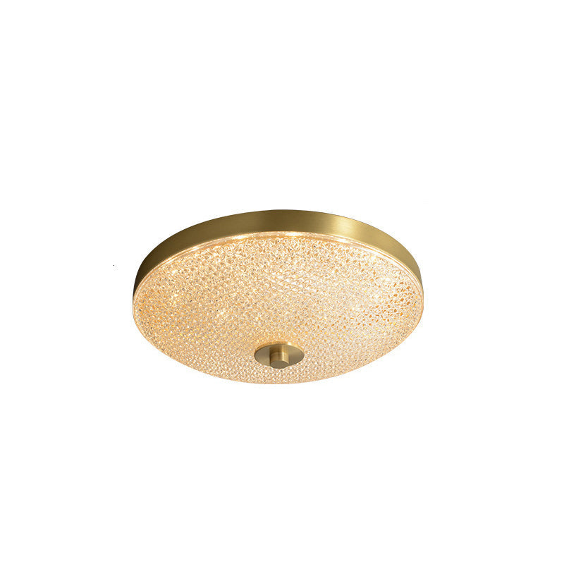 Modern Luxury Acrylic Brass Round Cylinder LED Flush Mount Ceiling Light For Bedroom