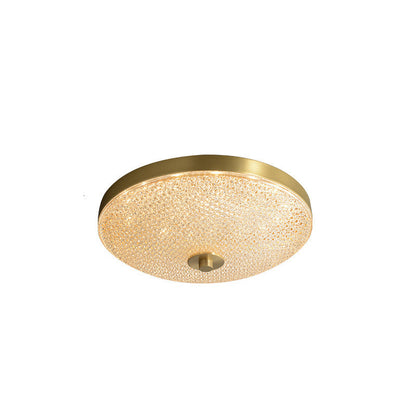 Modern Luxury Acrylic Brass Round Cylinder LED Flush Mount Ceiling Light For Bedroom