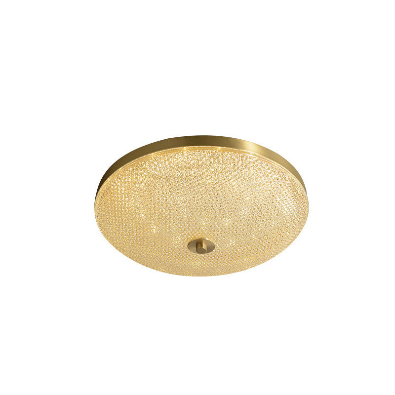 Modern Luxury Acrylic Brass Round Cylinder LED Flush Mount Ceiling Light For Bedroom