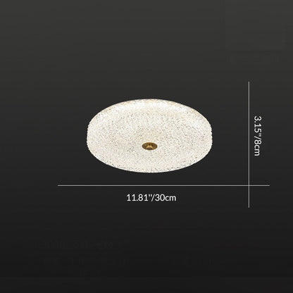 Contemporary Scandinavian Acrylic Stainless Steel Round Cylinder LED Flush Mount Ceiling Light For Bedroom