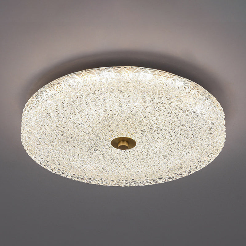 Contemporary Scandinavian Acrylic Stainless Steel Round Cylinder LED Flush Mount Ceiling Light For Bedroom