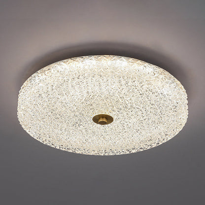 Contemporary Scandinavian Acrylic Stainless Steel Round Cylinder LED Flush Mount Ceiling Light For Bedroom