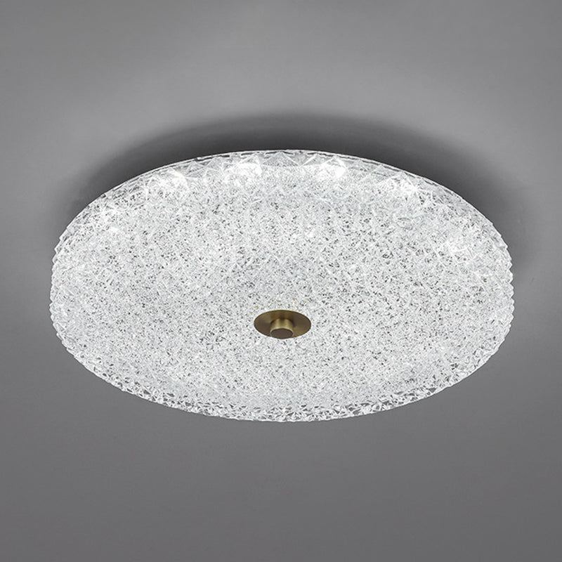 Contemporary Scandinavian Acrylic Stainless Steel Round Cylinder LED Flush Mount Ceiling Light For Bedroom