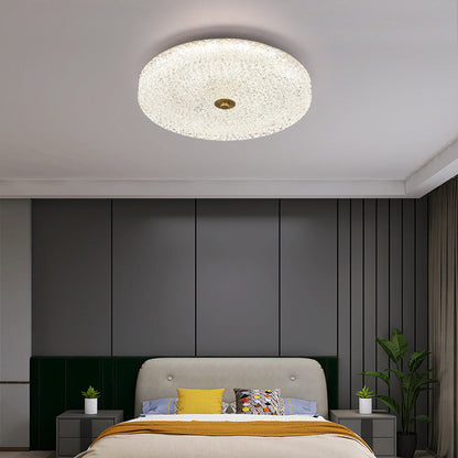Contemporary Scandinavian Acrylic Stainless Steel Round Cylinder LED Flush Mount Ceiling Light For Bedroom
