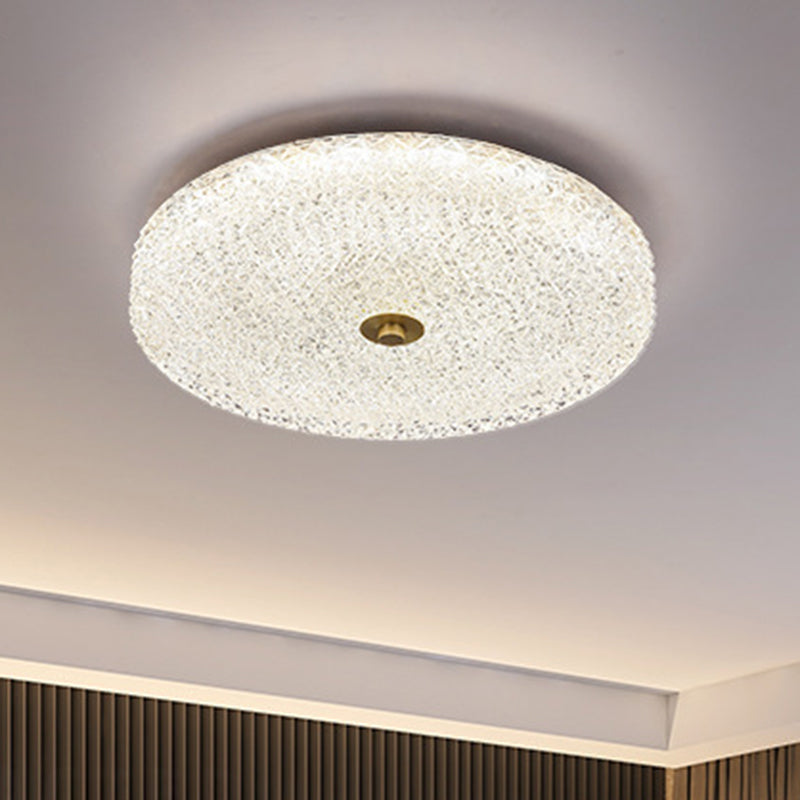 Contemporary Scandinavian Acrylic Stainless Steel Round Cylinder LED Flush Mount Ceiling Light For Bedroom