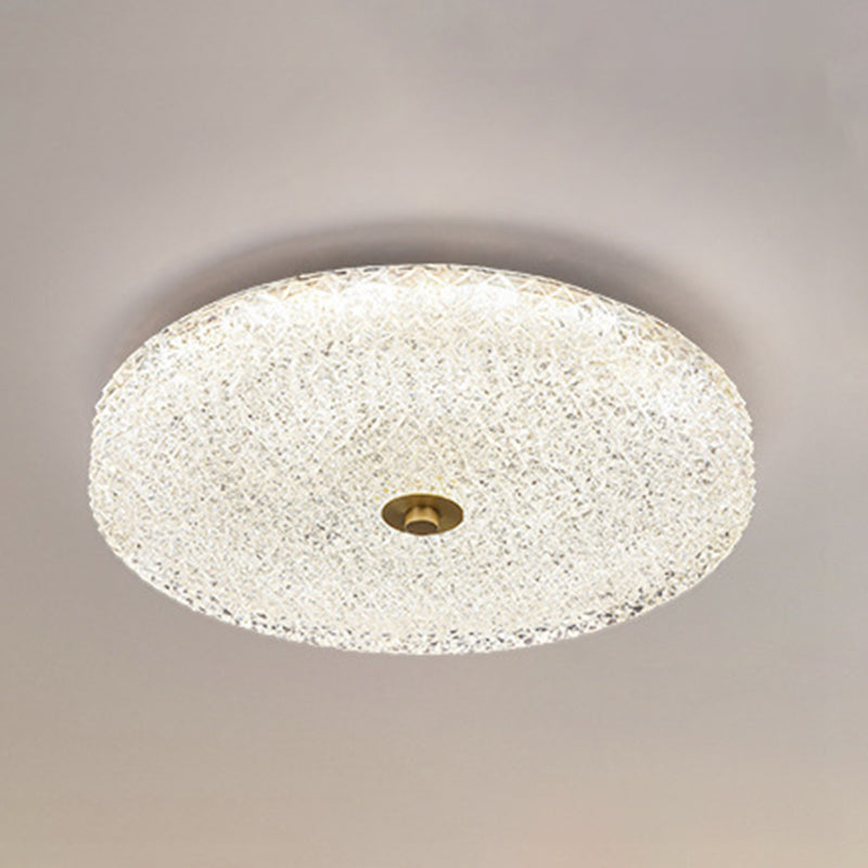 Contemporary Scandinavian Acrylic Stainless Steel Round Cylinder LED Flush Mount Ceiling Light For Bedroom