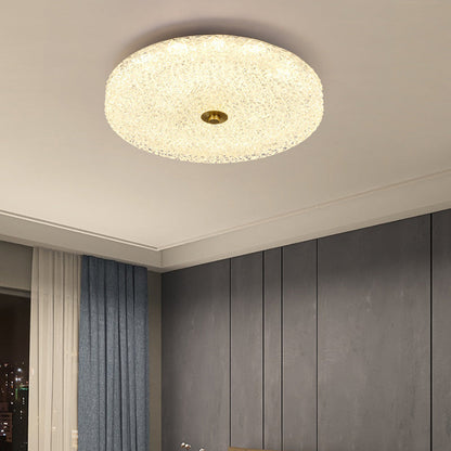 Contemporary Scandinavian Acrylic Stainless Steel Round Cylinder LED Flush Mount Ceiling Light For Bedroom