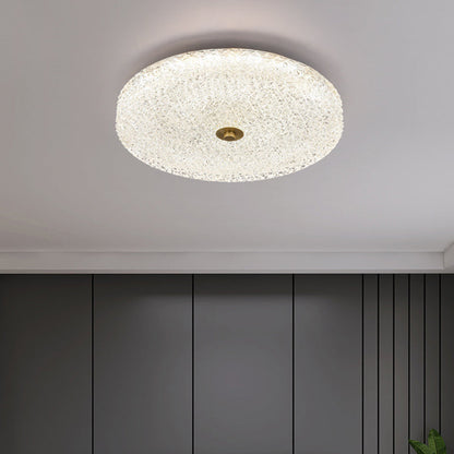 Contemporary Scandinavian Acrylic Stainless Steel Round Cylinder LED Flush Mount Ceiling Light For Bedroom