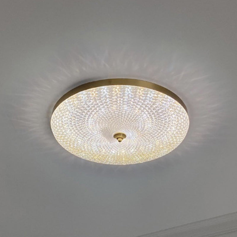 Modern Luxury Acrylic Brass Round LED Flush Mount Ceiling Light For Bedroom