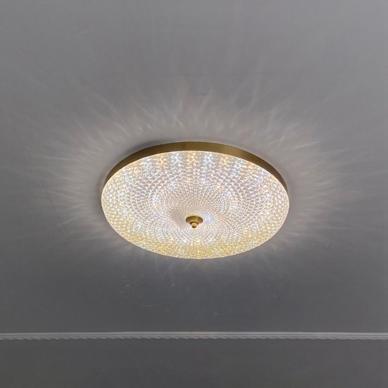 Modern Luxury Acrylic Brass Round LED Flush Mount Ceiling Light For Bedroom
