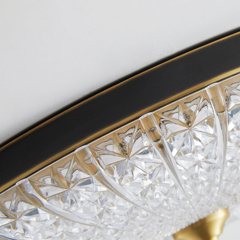 Modern Luxury Acrylic Brass Round LED Flush Mount Ceiling Light For Bedroom