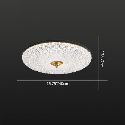 Modern Luxury Acrylic Brass Round LED Flush Mount Ceiling Light For Bedroom