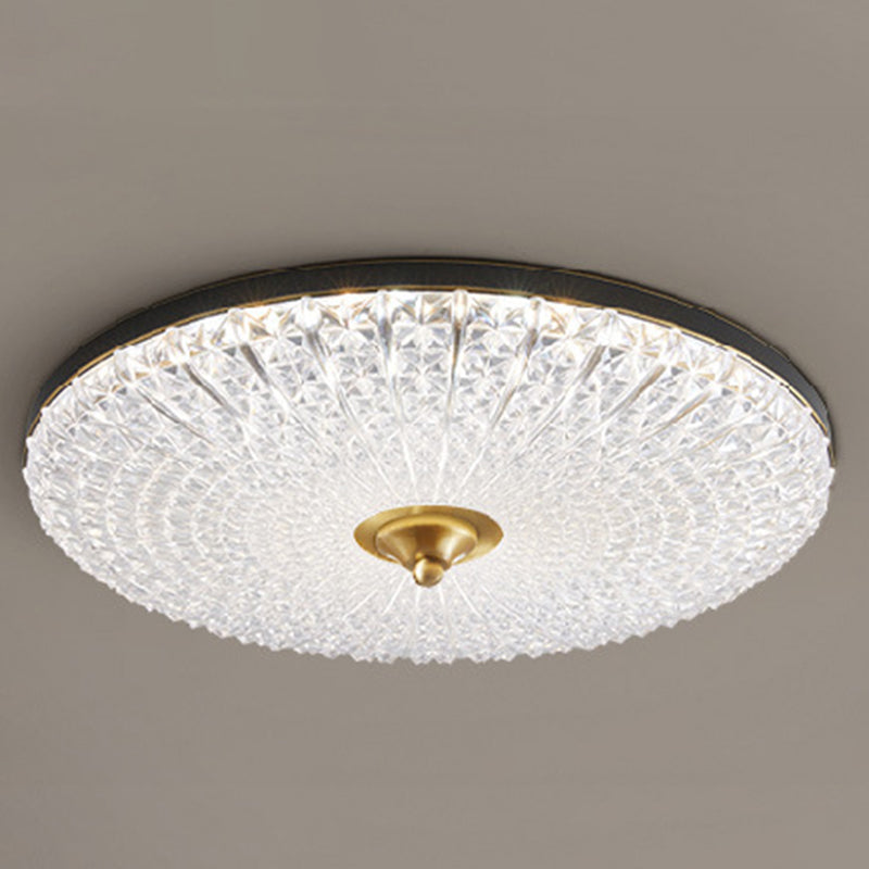 Modern Luxury Acrylic Brass Round LED Flush Mount Ceiling Light For Bedroom