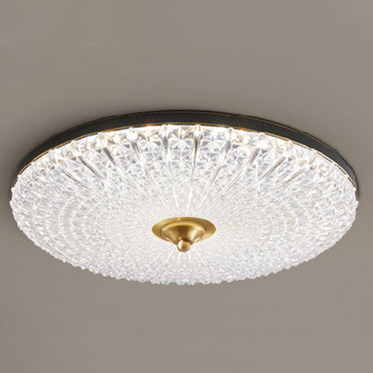 Modern Luxury Acrylic Brass Round LED Flush Mount Ceiling Light For Bedroom