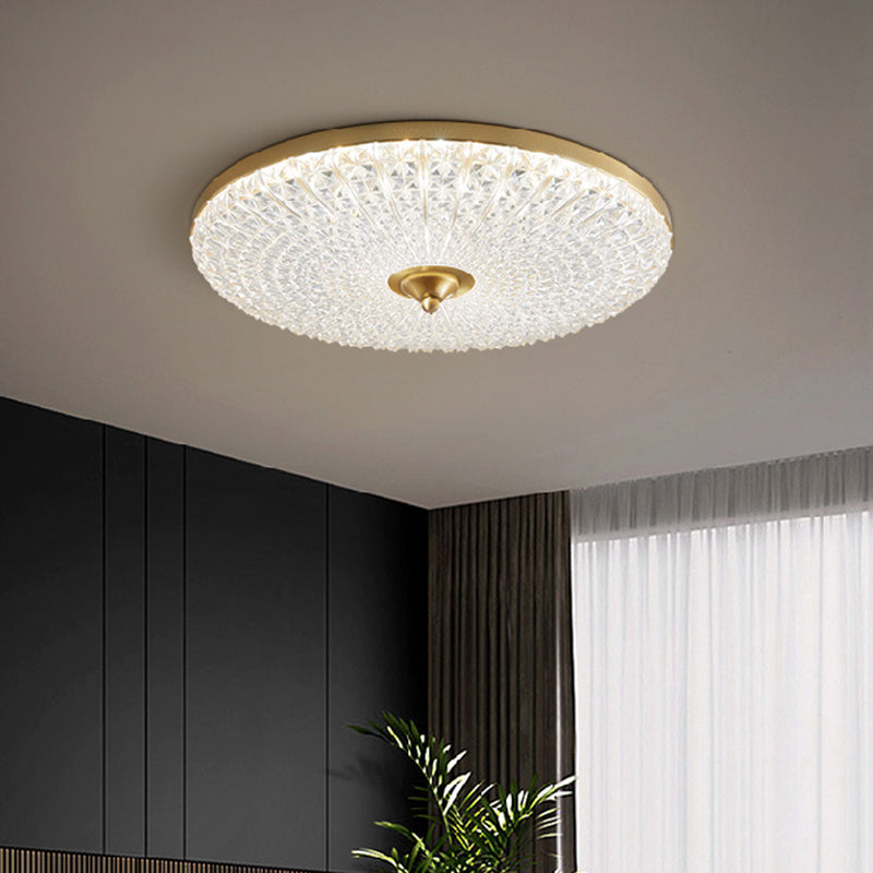 Modern Luxury Acrylic Brass Round LED Flush Mount Ceiling Light For Bedroom