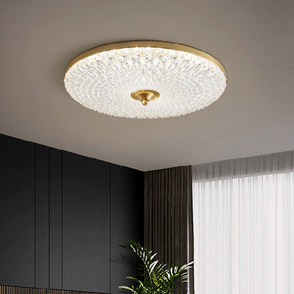 Modern Luxury Acrylic Brass Round LED Flush Mount Ceiling Light For Bedroom