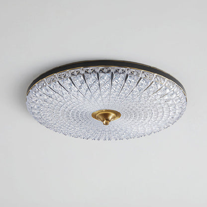 Modern Luxury Acrylic Brass Round LED Flush Mount Ceiling Light For Bedroom