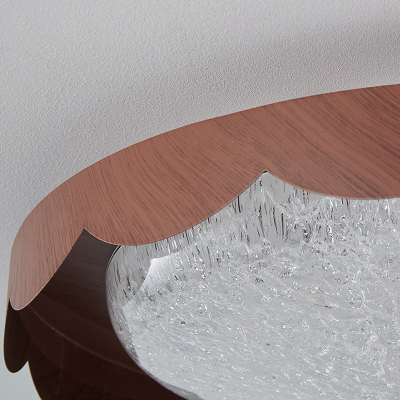 Contemporary Creative Acrylic Iron Wavy Round LED Flush Mount Ceiling Light For Bedroom