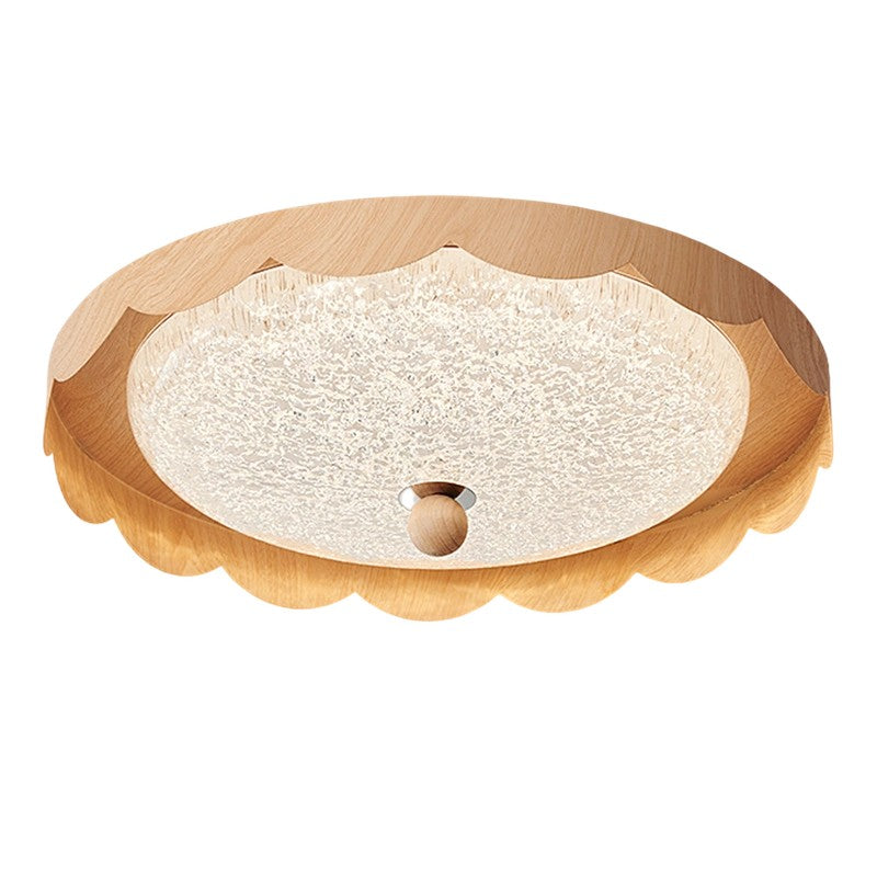 Contemporary Creative Acrylic Iron Wavy Round LED Flush Mount Ceiling Light For Bedroom
