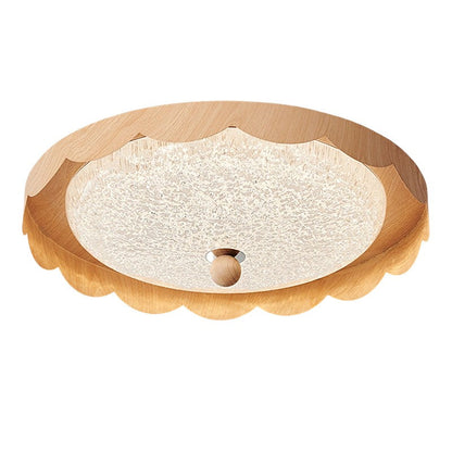 Contemporary Creative Acrylic Iron Wavy Round LED Flush Mount Ceiling Light For Bedroom