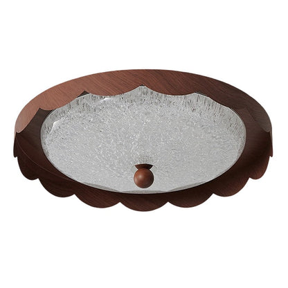 Contemporary Creative Acrylic Iron Wavy Round LED Flush Mount Ceiling Light For Bedroom