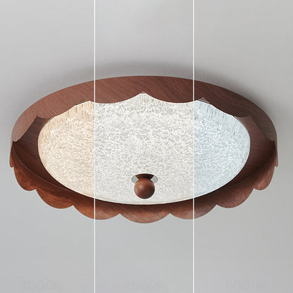 Contemporary Creative Acrylic Iron Wavy Round LED Flush Mount Ceiling Light For Bedroom