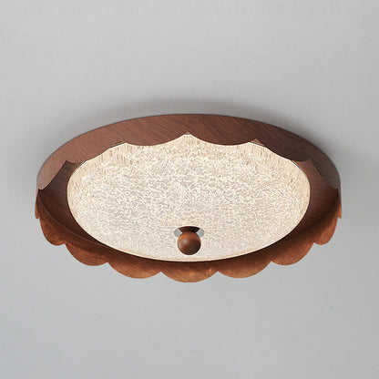 Contemporary Creative Acrylic Iron Wavy Round LED Flush Mount Ceiling Light For Bedroom