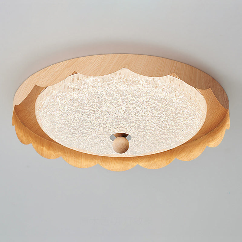 Contemporary Creative Acrylic Iron Wavy Round LED Flush Mount Ceiling Light For Bedroom