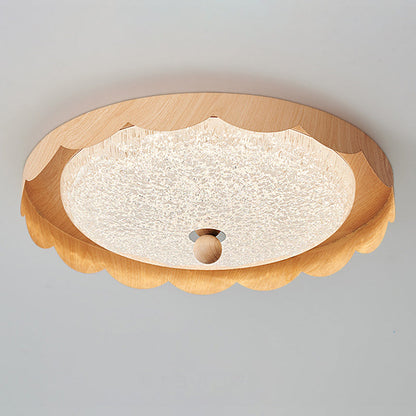 Contemporary Creative Acrylic Iron Wavy Round LED Flush Mount Ceiling Light For Bedroom