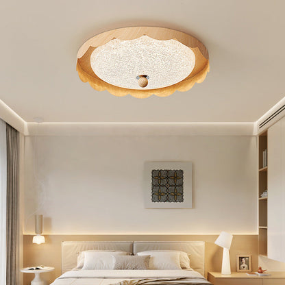 Contemporary Creative Acrylic Iron Wavy Round LED Flush Mount Ceiling Light For Bedroom