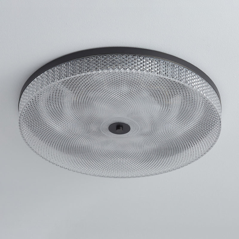 Modern Luxury Acrylic Brass Round Cylinder LED Flush Mount Ceiling Light For Bedroom
