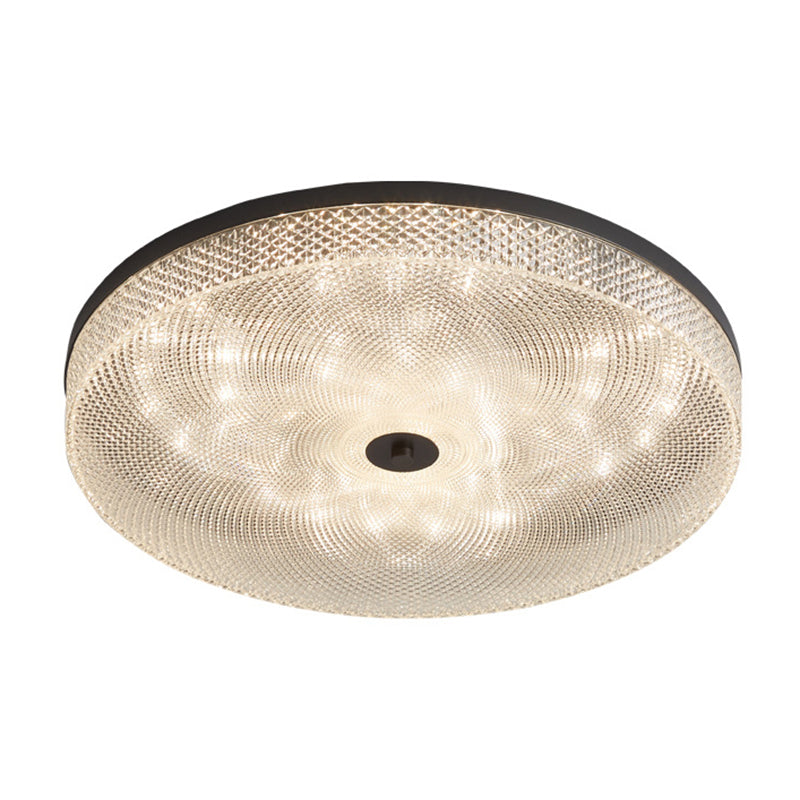 Modern Luxury Acrylic Brass Round Cylinder LED Flush Mount Ceiling Light For Bedroom