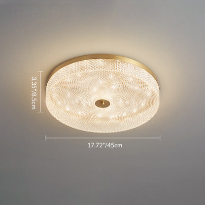 Modern Luxury Acrylic Brass Round Cylinder LED Flush Mount Ceiling Light For Bedroom
