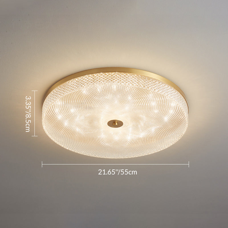 Modern Luxury Acrylic Brass Round Cylinder LED Flush Mount Ceiling Light For Bedroom