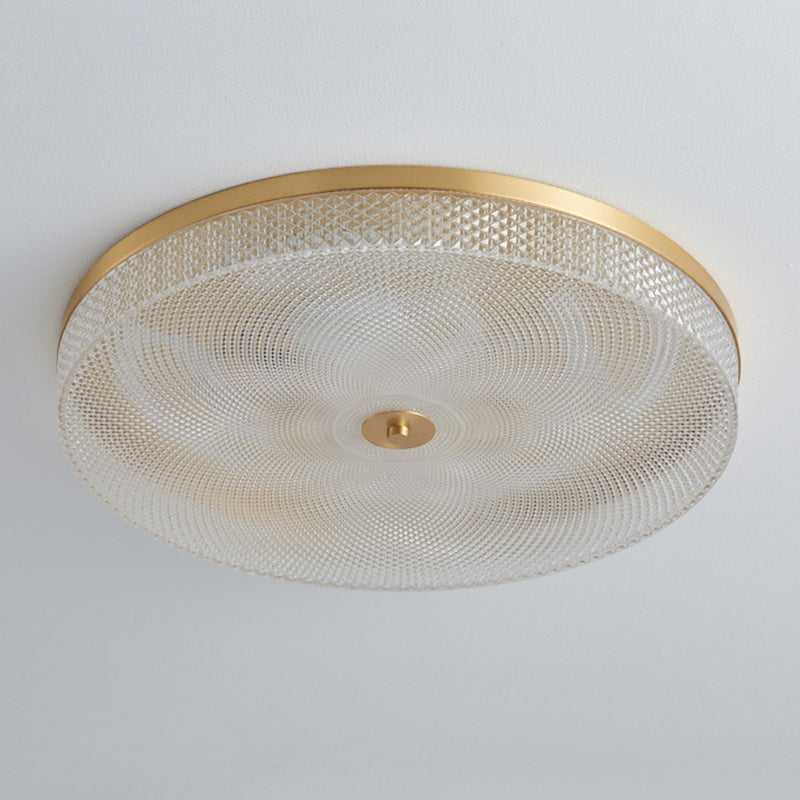 Modern Luxury Acrylic Brass Round Cylinder LED Flush Mount Ceiling Light For Bedroom