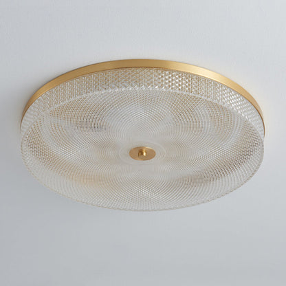 Modern Luxury Acrylic Brass Round Cylinder LED Flush Mount Ceiling Light For Bedroom