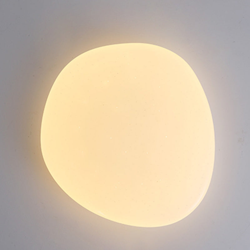 Modern Minimalist PE Iron Pebble-Shaped LED Flush Mount Ceiling Light For Bedroom