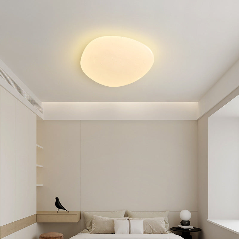 Modern Minimalist PE Iron Pebble-Shaped LED Flush Mount Ceiling Light For Bedroom