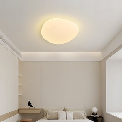 Modern Minimalist PE Iron Pebble-Shaped LED Flush Mount Ceiling Light For Bedroom