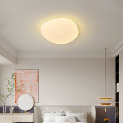 Modern Minimalist PE Iron Pebble-Shaped LED Flush Mount Ceiling Light For Bedroom