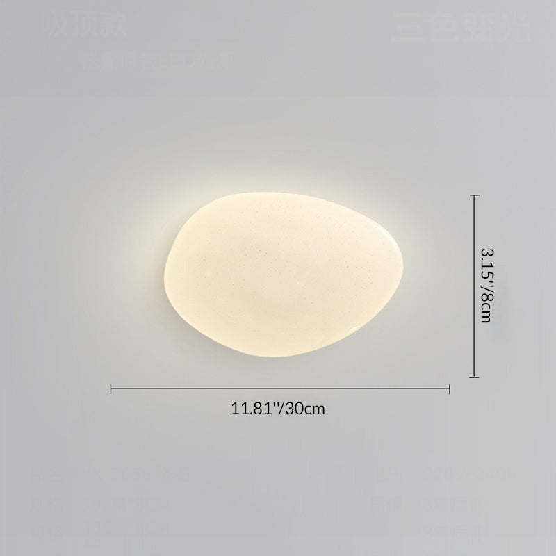Modern Minimalist PE Iron Pebble-Shaped LED Flush Mount Ceiling Light For Bedroom